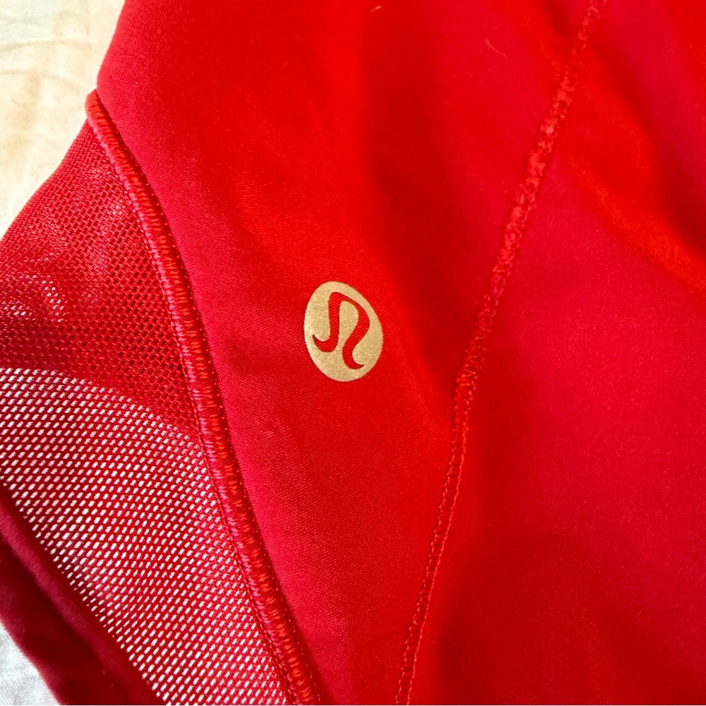lululemon Red speed up running shorts built in liner SZ 10 hottie hot - Picture 3 of 9